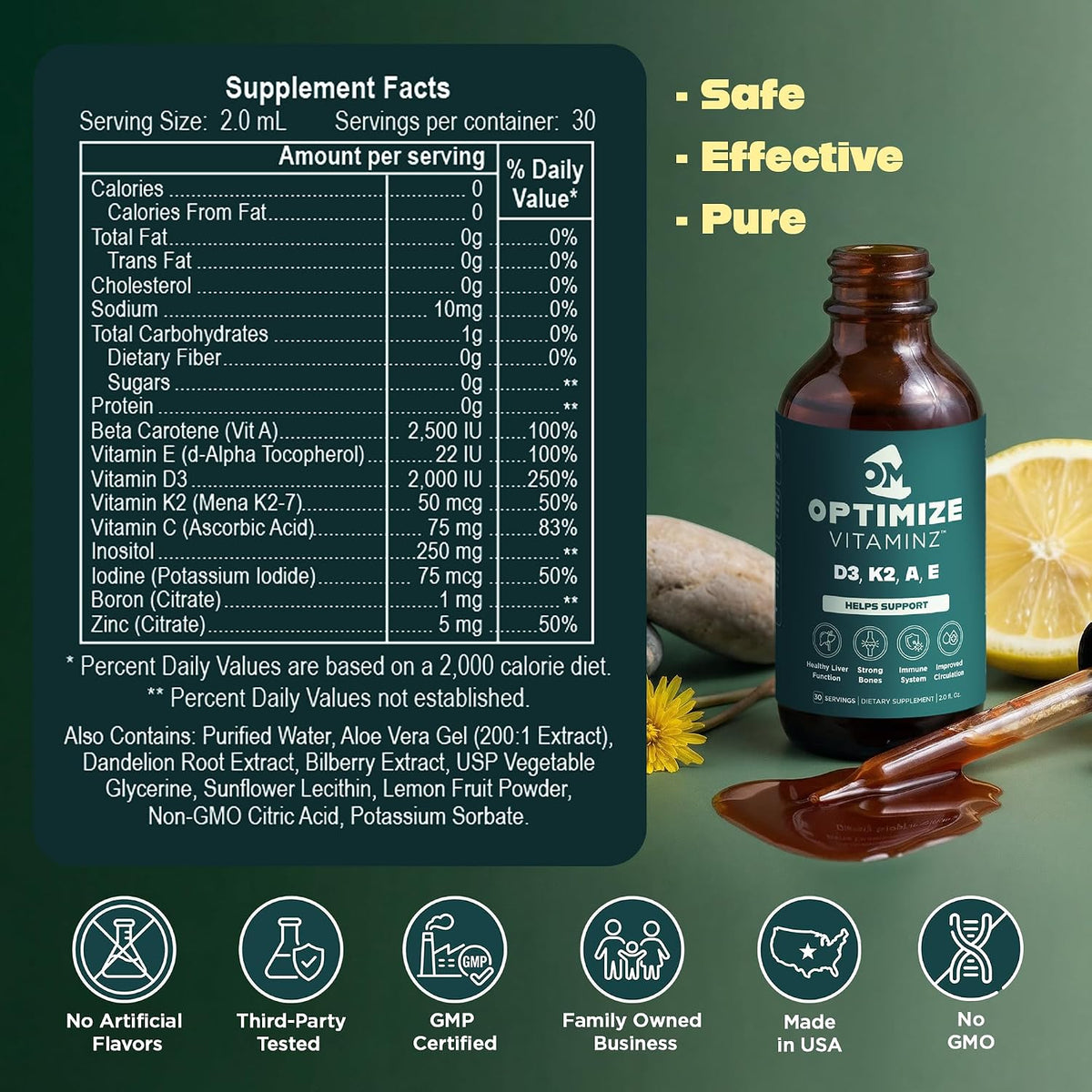Optimize Vitaminz D3, K2, A, E